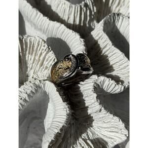 925 Sterling Silver Gold Plated Part Colorless Sapphire Ring Size 5